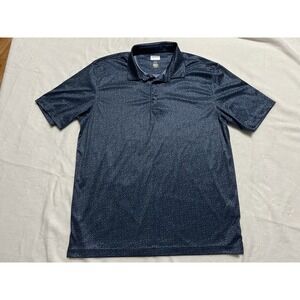 Greg Norman ML75 Play Dry Men's Polo Shirt Navy Blue Geometric Size L